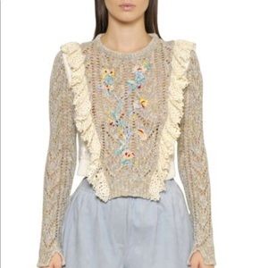 Philosophy Di Lorenzo Natural Weave Floral Sweater
